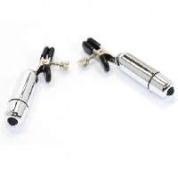 Nipple Clamps with Silver Vibrating Bullets (Batteries Included)
